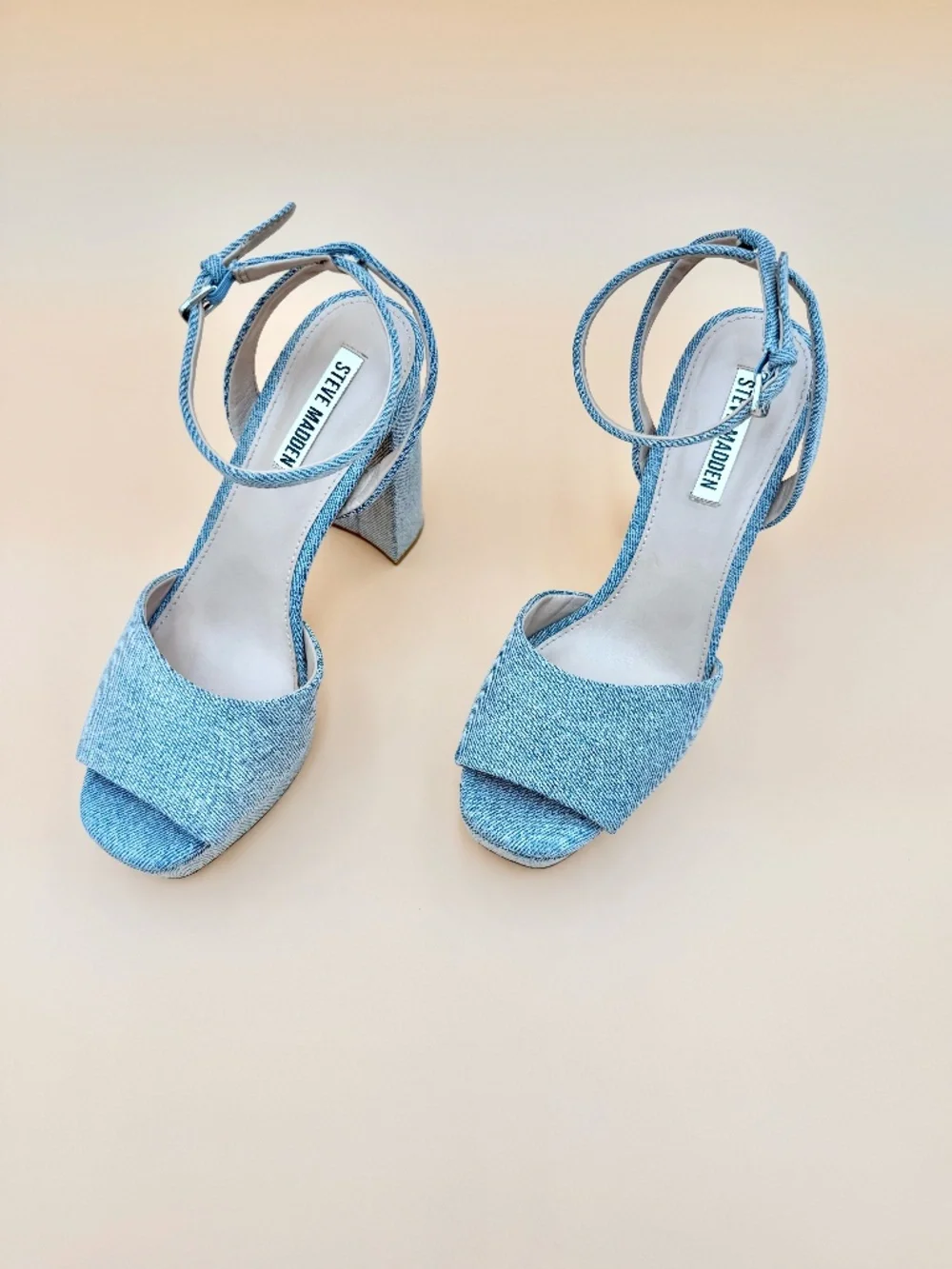 Steve Madden Lourdes Denim Platform Block Heel Sandals 8M